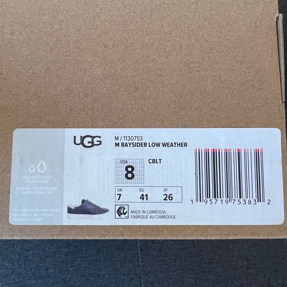 NWOB Men’s UGG Baysider Navy Leather Waterproof Sneakers - Picture 6 of 13